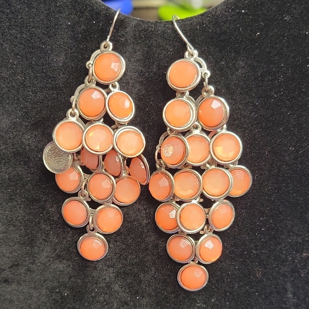 Peachy Disc Chandelier Earrings